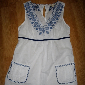 Forever 21  Jrs. Large Tunic‎ Top Dress White Blue